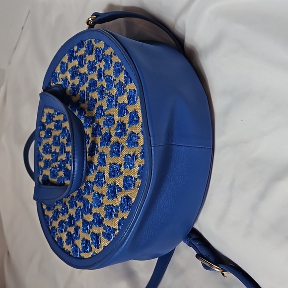 TALBOTS RAFFIA HANDBAG IN BLUE - Picture 6 of 8
